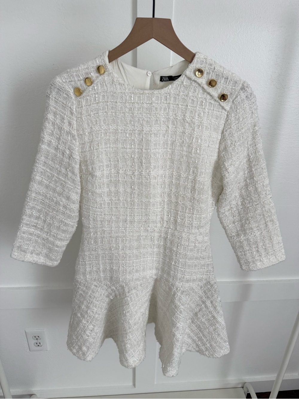 Zara White Tweed Mini Dress